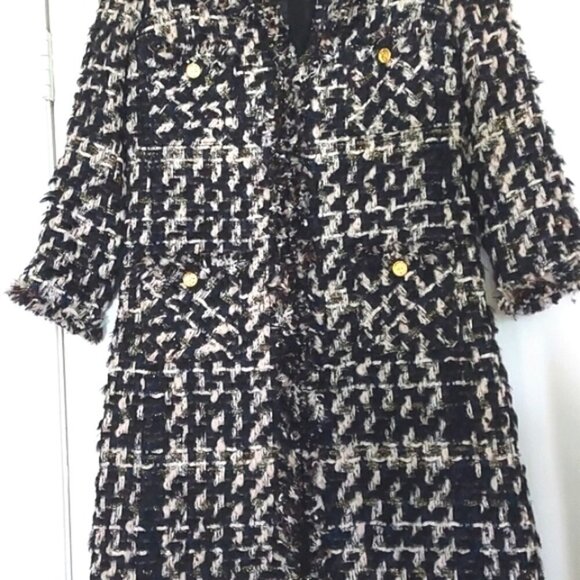 NWOT Amen Wardy Aspen Metallic Tweed Mid Length Designer Jacket Size FR 38 - Picture 5 of 17